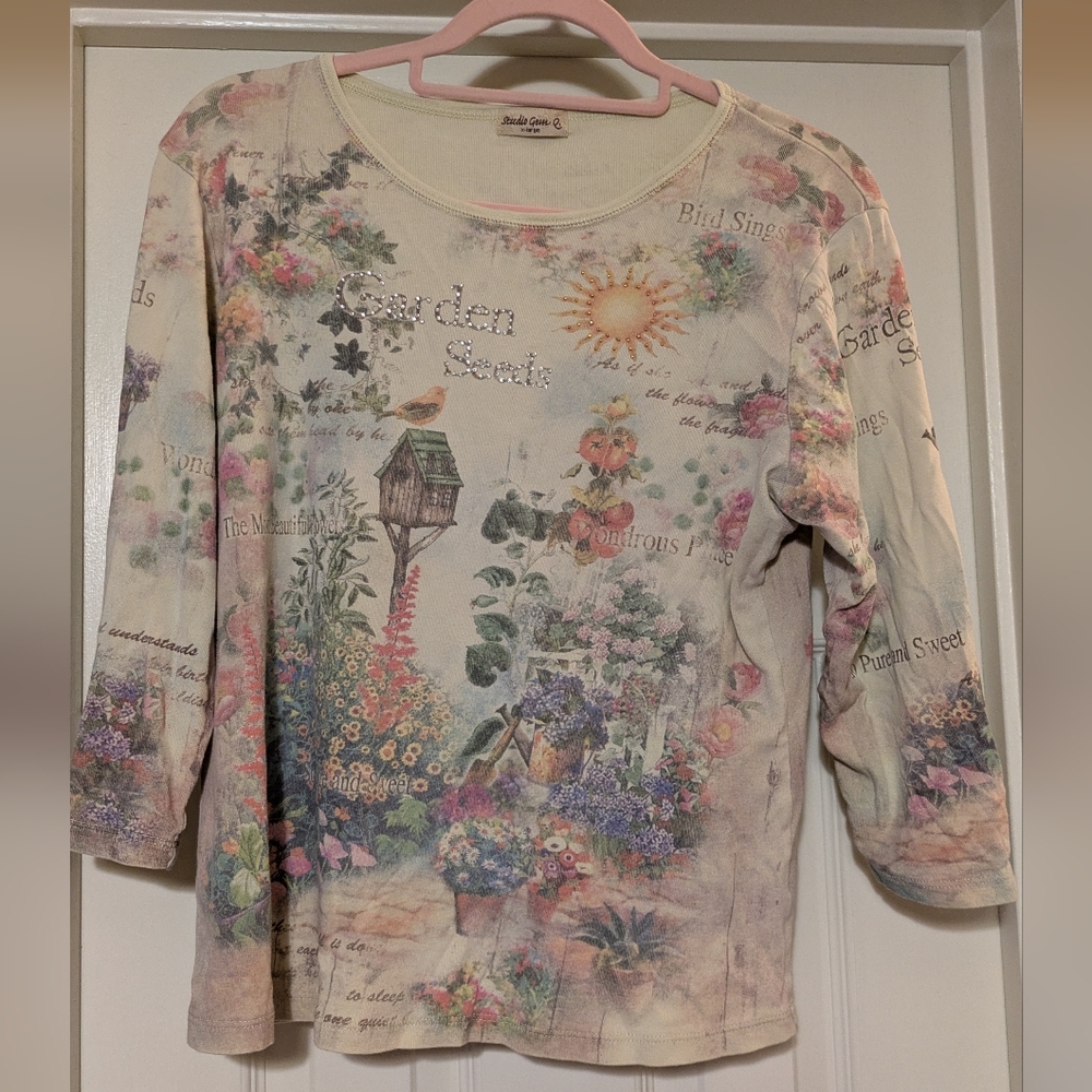 Garden Scene Print Blouse